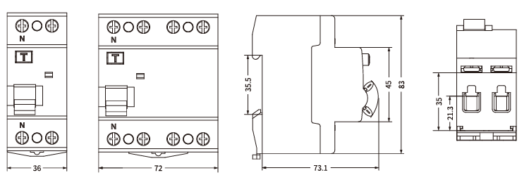 CAL6-100H-RCCB-Размер